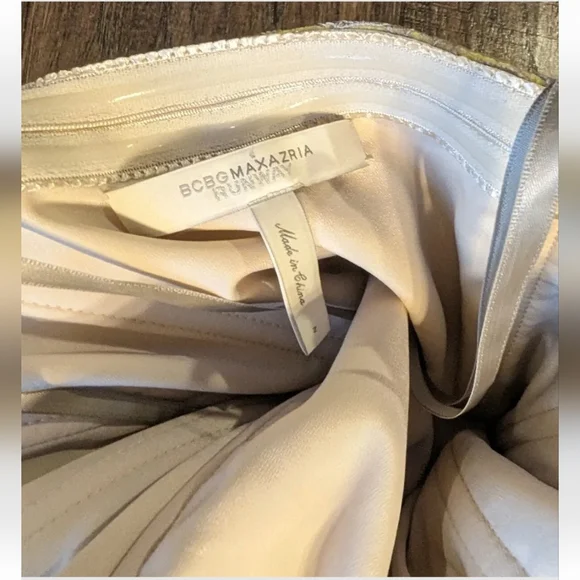 BCBG MaxAzria Runway Sz 2 Tulle Lace Yellow Asymmetric Bodycon Dress Retail $429 - Picture 10 of 16